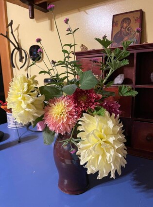 Vase of beautiful big flowers